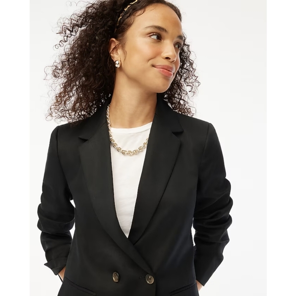 J. Crew Drapey Twill Double-Breasted Blazer - Picture 2 of 9